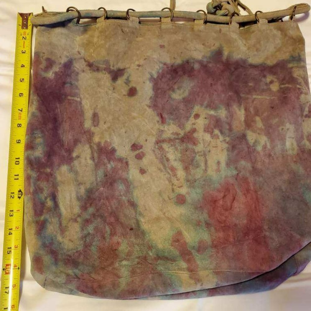 Prada XL suede Leather Bag backpack size tie dyed gray purple pink blue vintage - Picture 14 of 15